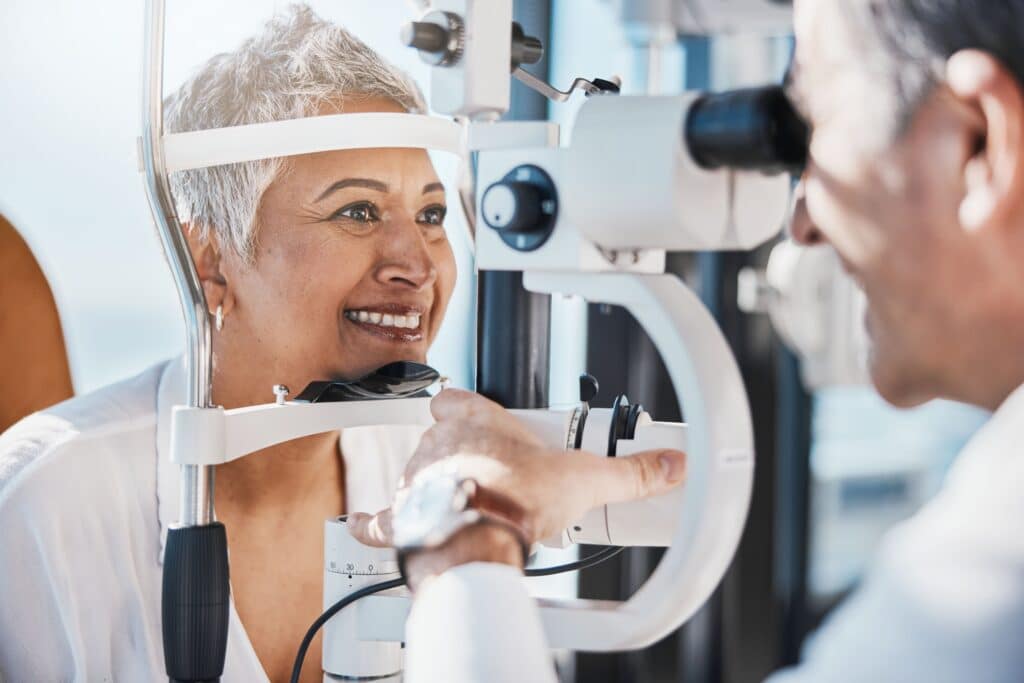 Seniorwomaneyeexamandoptometristwithmedicaleyestest - Visionmax Eye Centre